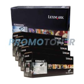  Lexmark E250 Toner and Drum Black Pack of 6