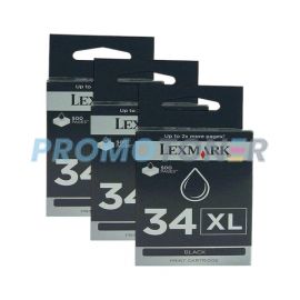 Lexmark 34XL Ink Cartridge Black High Yield Pack Of 3