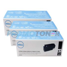 Dell 1250C Toner Cart Black 2K Pack Of 3
