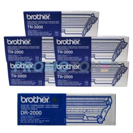Brother TN2000 Toner and DR2000 Drum Black Pack of 6