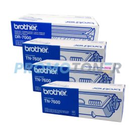 Brother TN-7600 Toner and DR-7000 Drum Black Pack of 4