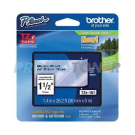 BROTHER TZE-161 BLACK ON CLEAR TAPE CASSETTE FOR PT-3600
