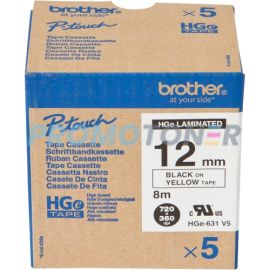 BROTHER HGE-631V5 NEGRO EN AMARILLO P-TOUCH CINTA PARA PT-9700PC