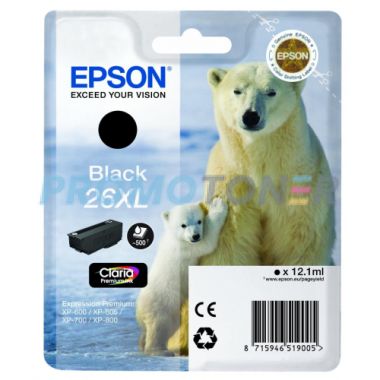 EPSON 26XL C13T26214022 BLACK INK - 500 PAGES FOR EXPRESSION PREMIUM XP-520