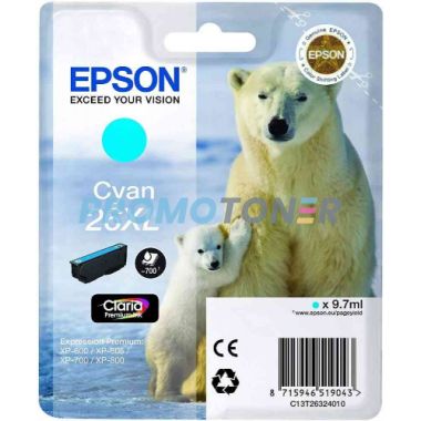 EPSON 26XL C13T26324010 CYAN INK - 700 PAGES FOR EXPRESSION PREMIUM XP-520
