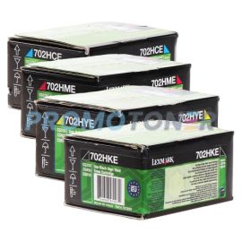Lexmark 702H-E Corp Toner Cartridge CMYK Pack of 4 High Yield