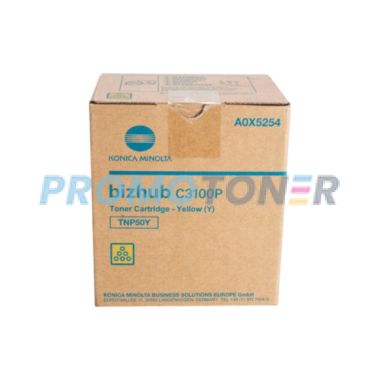 KONICA MINOLTA TNP50 TNP-50Y YELLOW TONER - 6000 PAGES FOR BIZHUB C3100P