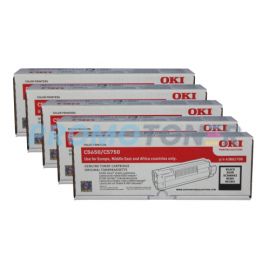 Oki C5650 Toner Cartridge Black 5 Pack