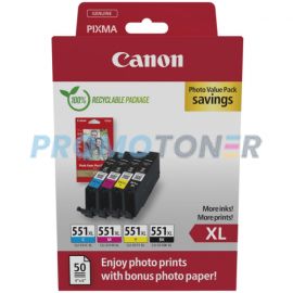 CANON CLI-551XL 6443B008 CMYK INK - 5565 B/W PAGES FOR PIXMA IP7250