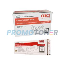 Okidata C5850n Toner and Drum Black Pack of 2