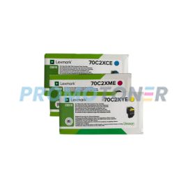 Lexmark 702X-E Corp Toner CMY Pack of 3