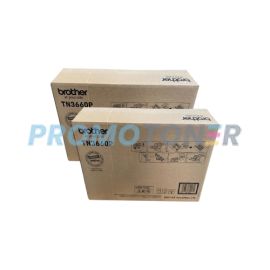 Brother TN-3660P Toner Cartridge Black Pack Of 2