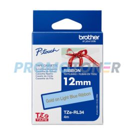 BROTHER TZE-RL34 GOLD ON LIGHT BLUE LABELS FOR PT-1000