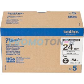 BROTHER HGE-251-V5 BLACK ON WHITE P-TOUCH TAPE FOR PT-3600